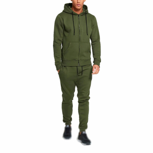 Conjuntos de ropa deportiva cómoda para hombre, pantalones de chándal de algodón con logotipo personalizado, sudadera con cremallera, ropa de entrenamiento lavada transpirable - Product Image 5