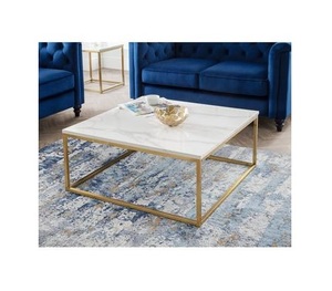 Table d'appoint de forme carrée au design pur fait à la main de haute qualité avec un design et une qualité exceptionnels et un plateau en marbre blanc pur - Product Image 1