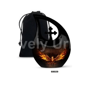 Hermosa urna negra de cremación de pájaro Fénix para cenizas humanas, urna cruzada decorativa con bolsa de terciopelo gratis - Product Image 1