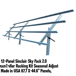 Kit de Soporte para Paneles Solares Sinclair Sky Rack 2.0 de 12 Paneles, Montaje en Suelo, Ajustable a la Temporada, Hecho en EE. UU., Paneles de 67.7 x 44.6 Pulgadas - Product Image 3