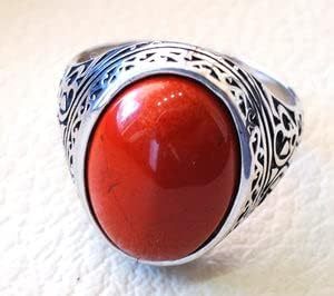Bague pour homme en gros, nouvelle arrivée, pierre précieuse en corail naturel, cadeau d'anniversaire, bague signet pour homme en Turquie, bijoux, bague en argent sterling 925 - Product Image 2