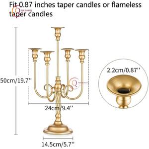 Candelabro de Metal decorativo para el hogar, venta de 2025, chapado en Color dorado con 5 brazos, tarro de vela único, candelabro de aspecto admirable - Product Image 6