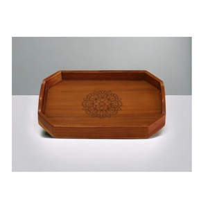 Bandeja cuadrada de madera natural hecha a mano 100%, diseño ecológico de alta calidad, superventas para el hogar o el hotel - Product Image 1