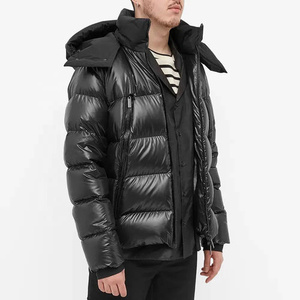 Chaqueta de burbuja brillante negra Venta al por mayor precio barato Personalizado OEM Impreso logotipo Chaqueta acolchada para hombres Chaqueta de invierno para hombres High Street - Product Image 6