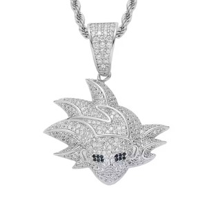Collier pendentif visage Goku Dragon Ball Z en Moissanite micro-pavée, style Hip Hop - Product Image 1