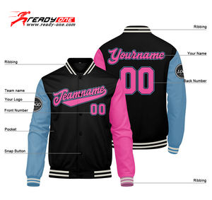 OEM personalizado de color de manga larga parche Chenille bordado Streetwear Letterman College chaqueta de béisbol para los hombres - Product Image 2