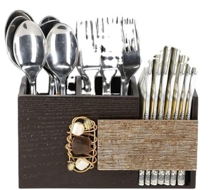 Elegantes Juegos de Cubiertos con Caja de Madera para el Hogar, Hotel, Restaurante, Porta Cubiertos de Mesa, Cajas de Pañuelos Multifuncionales para Mesa de Comedor - Product Image 1