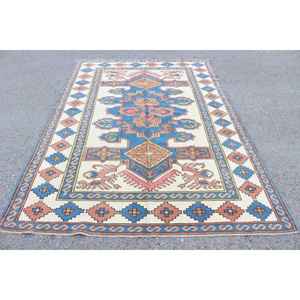 Alfombra de 5.9x8 pies, Alfombra Turca Vintage, Alfombra Oriental Azul de Lana - Product Image 1