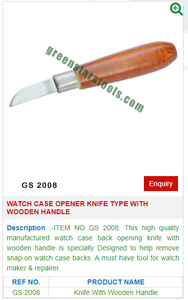 GS 2008 Ouvreur de boîtier de montre en acier avec manche en bois Logo personnalisé Type de couteau Outils de bijouterie et de bijouterie Métal et matière plastique - Product Image 2