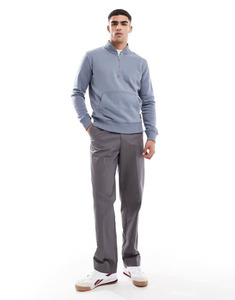 OEM Custom Quarter 1/4 Half Zip Pullover Sweatshirt Drop Shoulder Heavyweight 100% Cotton 320GSM Oversized Men's Zip up Hoodies - Product Image 3
