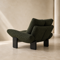Fauteuil basse en bouclette vert olive personnalisé, fauteuil d'appoint moderne pour hôtel, villa, appartement