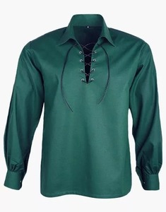 Chemises jacobites anti-rides écologiques pour hommes, chemise à lacets en lin à manches longues, jacobite écossaise Ghillie Kilt - Product Image 4