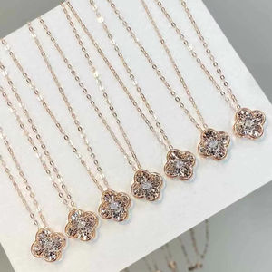 Collar con Colgante de Flor de Trébol de Oro de 18K, Nuevo de Lerca, Moda, Diamante Natural Brillante, Collar de Oro Brillante - Product Image 1