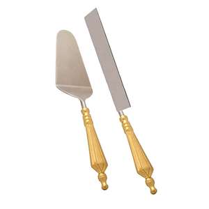 Cuchillo de corte de pastel de Metal de diseño hecho a mano de gran calidad y utensilio de servicio Juego de cuchillos de corte y servicio de pastel de Metal - Product Image 1