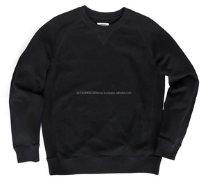 Venta al por mayor negro liso personalizado Sudadera de cuello redondo 100% algodón polar pulóver de gran tamaño americano manga raglán sudadera en blanco - Product Image 5