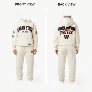 Premium Quality <b>Women</b> Tracksuit 320 GSM <b>Fleece</b> Solid Lilac Hoodie <b>Jogger</b> Set Rhinestone Custom Logo Streetwear Reversible - Product Image 3