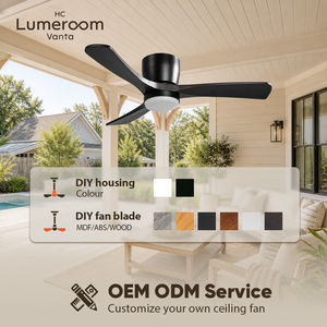 USA In Stock Black 42 Inch Flush Mount <b>Ceiling</b> Fan No <b>Light</b> with 3 Solid Wood Blades Quiet DC Motor <b>Remote</b> <b>Control</b> - Product Image 3