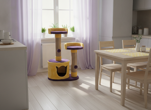 Árbol para Gatos Amistar Purple Dream Classic de Yute de 3 Niveles, Ecológico y Duradero, para Interiores - Product Image 2