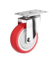 Roulettes pivotantes et rigides Vinadali Vietnam en polyuréthane rouge de qualité industrielle, 75mm/100mm/125mm, largeur 32mm, charge 90kg-130kg