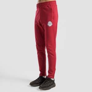 Pantalon de jogging évasé 100 % coton coupe ajustée rouge avec logo personnalisable, style formel, fermeture éclair décorative, taille XL - Product Image 1