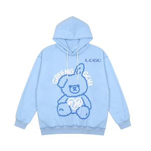 เสื้อฮู้ดพิมพ์ลายพัฟเฮฟวี่เวทเสื้อฮู้ดไหล่ตกผ้าคอตตอนเทอร์รี่ - Product Image 1
