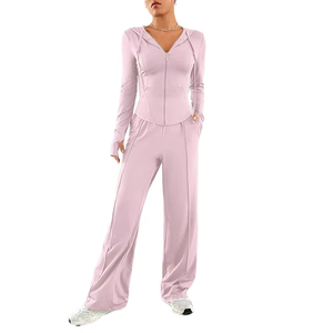 Conjunto Deportivo Casual de Dos Piezas para Mujer de Alta Calidad, Estilo Simple y Elegante, Color Lavanda, con Logotipo Personalizado - Product Image 1