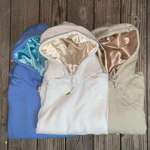 Luxury Custom cotton blended Hoodies for <b>Man</b> Fleece Satin <b>Lined</b> Silk <b>Hoodie</b> 2025 New Design Pullover Classic Satin <b>Lined</b> Hoodies - Product Image 4