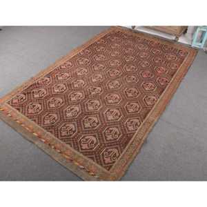 5.8x9.5 ft Large Vintage Rug, Turkish Rug, <b>Brown</b> Red Patchwork <b>Wool</b> Rug - Product Image 2