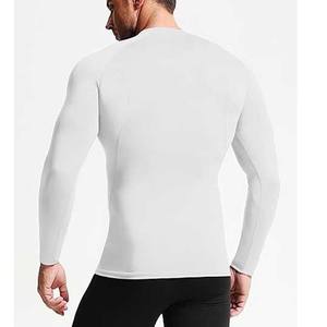 T-shirts de compression de fibres pour hommes adultes Motif solide Chemise de gymnastique pour hommes Vêtements en gros - Product Image 5
