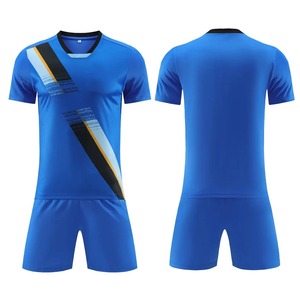 Men's Short Sleeve Soccer Jersey <b>Set</b> Customized Name and Number Blue Adult Football Uniform for Boys - Product Image 2