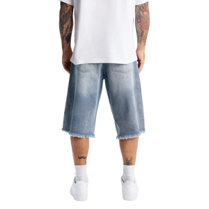 Pantalones Cortos de Mezclilla Azules Vintage para Hombre, Estilo Cargo, Desgastados, Transpirables, con Dobladillo Deshilachado, Casuales, de Moda Urbana, de Algodón para Verano - Product Image 2