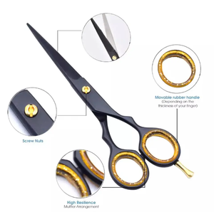 Tijeras de peluquero de color negro con logotipo personalizado, 6 pulgadas, profesional, de acero inoxidable, de alta calidad - Product Image 5