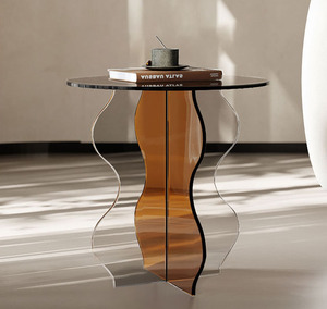<span class=keywords><strong>Table</strong></span> d'appoint moderne en acrylique de luxe avec pieds ondulés <span class=keywords><strong>Table</strong></span> d'appoint pour canapé couleur et taille personnalisable <span class=keywords><strong>Table</strong></span> basse en acrylique