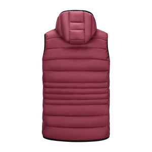 Gilet matelassé décontracté pour homme, respirant, à capuche, d'hiver, pour l'extérieur, avec fermeture éclair, sans manches, chaud, en coton, polyester/nylon, personnalisé - Product Image 4
