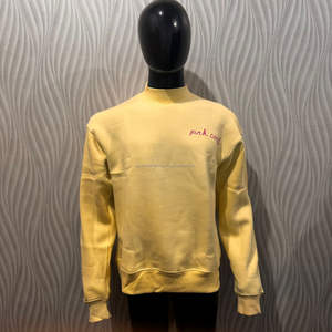 Col montant sur mesure sérigraphié brodé en coton polaire confortable chaud poids lourds sweats couleur crème 450 GSM - Product Image 1