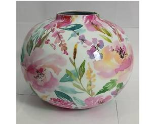 Florero redondo con diseño de jungla verde de hierro, Metal envejecido, estilo moderno de alta calidad, decoración del hogar hecha a mano en la India - Product Image 2