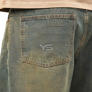 Pantalones vaqueros de mezclilla rectos informales de cintura media, pantalones vaqueros transpirables de Color sólido, suministro ODM para todas las estaciones, invierno, primavera, verano, oscuro - Product Image 4