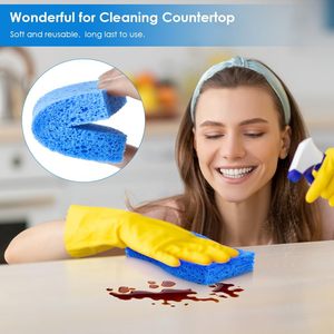 Éponge à vaisselle de cuisine bleue de qualité supérieure, éponge à récurer compressée non abrasive, nettoie rapidement, polyester écologique, durable - Product Image 3