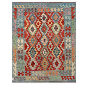 Alfombra Kilim de Maimana, Afganistán, 198 x 157 cm, Juego de Alfombras - Product Image 1