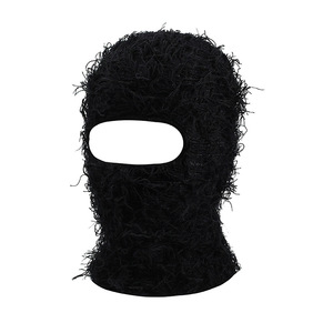 Wholesale Custom Distressed Fuzzy Grassy One Hole Yeat Shiesty Kagoul Knit <b>Face</b> Cover Ski Mask Balaclava Skimask - Product Image 5