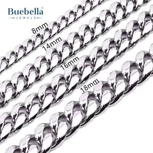 Gran oferta, cadena de eslabones cubanos de 16mm chapada en oro blanco de 14 quilates de plata 925 para hombres, collares de moissanita Premium - Product Image 5