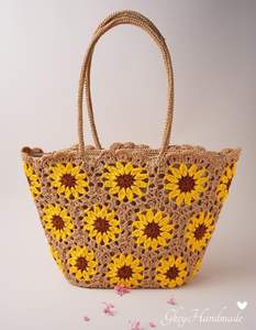 Vintage Crochet Tote Bag Handmade <b>Wool</b> Knitting Shoulder Bags for Women 2025 - Product Image 2
