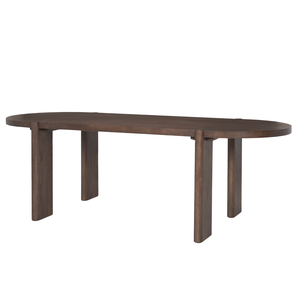 Mesa de Comedor de Cocina de Diseño Moderno, Estilo Loft, Madera de Mango Maciza, Bordes Curvos, Acabado Marrón de Grano Profundo, Aspecto Elegante, Patas Integradas - Product Image 1