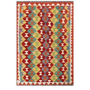 Alfombra Kilim de Maimana, Afganistán, 150 x 101 cm, Alfombras Tradicionales Tejidas a Mano - Product Image 1