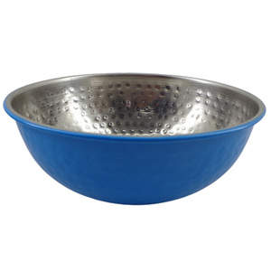 Lot de 2 bols de service ronds en métal au design moderne de couleur bleue pour la vaisselle et la table faits à la main en vrac - Product Image 1