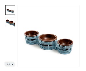 Cuenco decorativo moderno de madera de 3 compartimentos de lujo, centro de mesa elegante, pantalla elegante para el hogar - Product Image 1