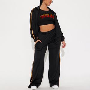 ชุดวอร์มเนื้อผ้าระบายอากาศ2ชิ้นสำหรับผู้หญิงชุด3D พิมพ์ลายพัฟโลโก้ผ้ากันลมน้ำหนักเบาออกแบบได้ตามต้องการ - Product Image 5