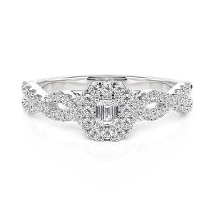 Bague de fiançailles Jeulia Classic Twist Cushion Cut Diamond Halo en platine - Product Image 2