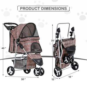 Cochecito plegable para mascotas con sombrilla, portavasos y almacenamiento debajo del asiento para viajes urbanos al aire libre con mascotas - Product Image 3