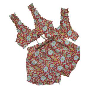 Vente flash 2026 Nouveaux maillots de bain sexy pour femmes matures Ensemble soutien-gorge et short en coton imprimé à la main 100% coton pur imprimé à la main - Product Image 1